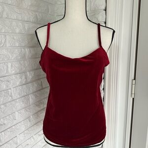 Velvet Spaghetti Strap Cami Top- Red
